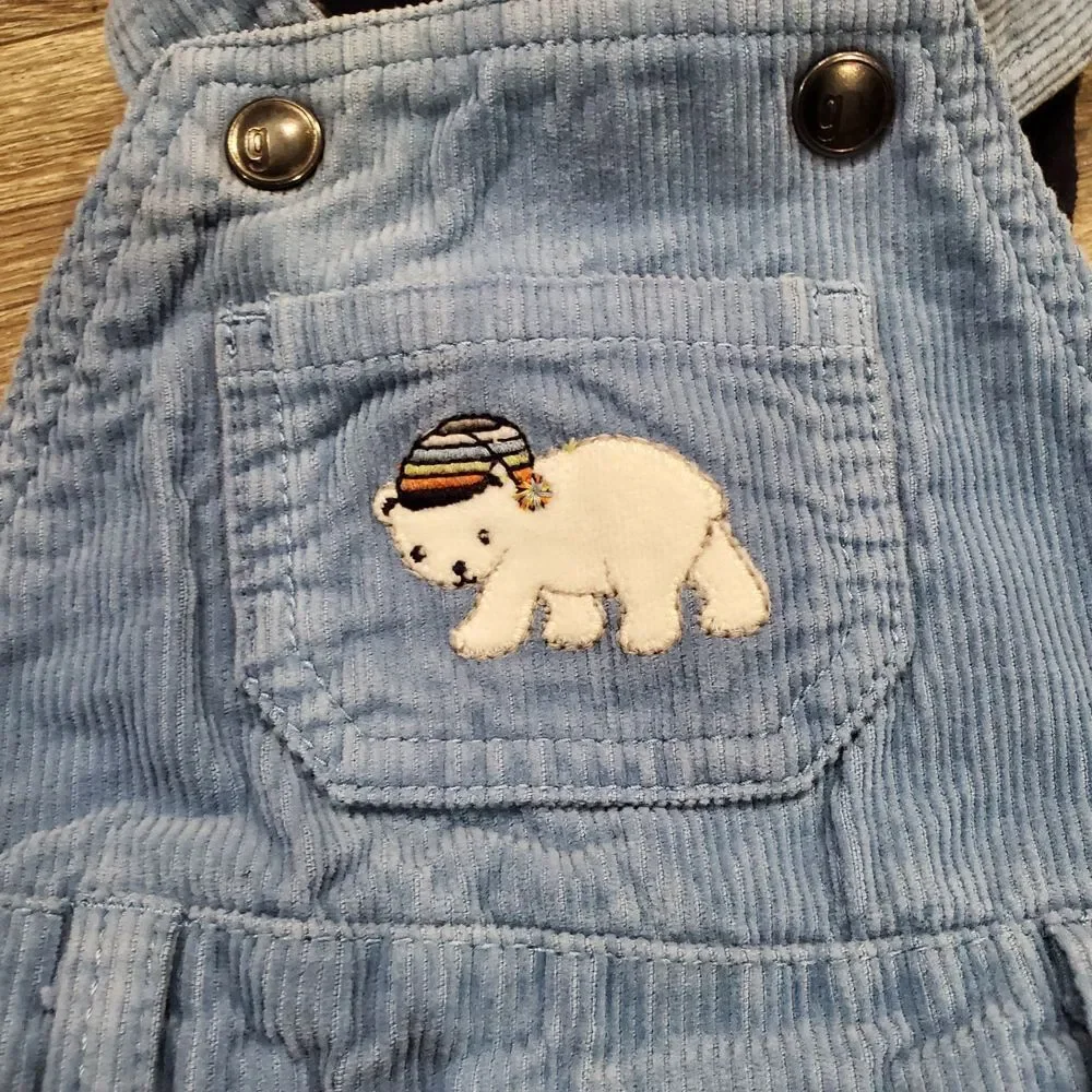 Baby Outfit Size 3-6 months Blue Overalls with Yellow Checkered Shirt 2 Pieces